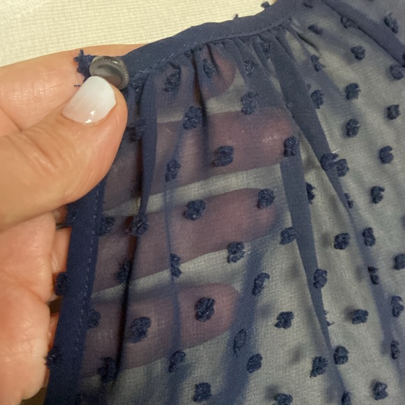 J. Crew Sheer Swiss Dot Tunic Navy Blue - Picture 2 of 5